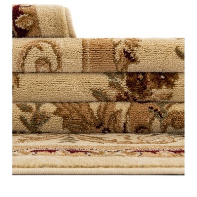 Ivory and Tan Rectangular Medallion Synthetic Area Rug