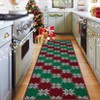 Christmas Area Rugs Living Room Washable Non-Slip Backing, Boho Christmas Snowflakes Checkered Low Pile Soft Durable Floor Mat Bedroom Dining Room - 2 of 4