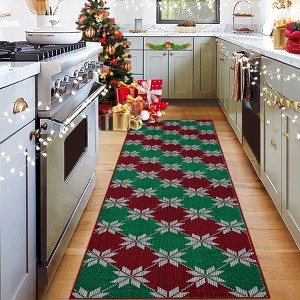Christmas Area Rug Non Slip Machine Washable Rug Low Pile Carpet for Holiday Decor Geometric Rugs for Living Room Bedroom - 1 of 4
