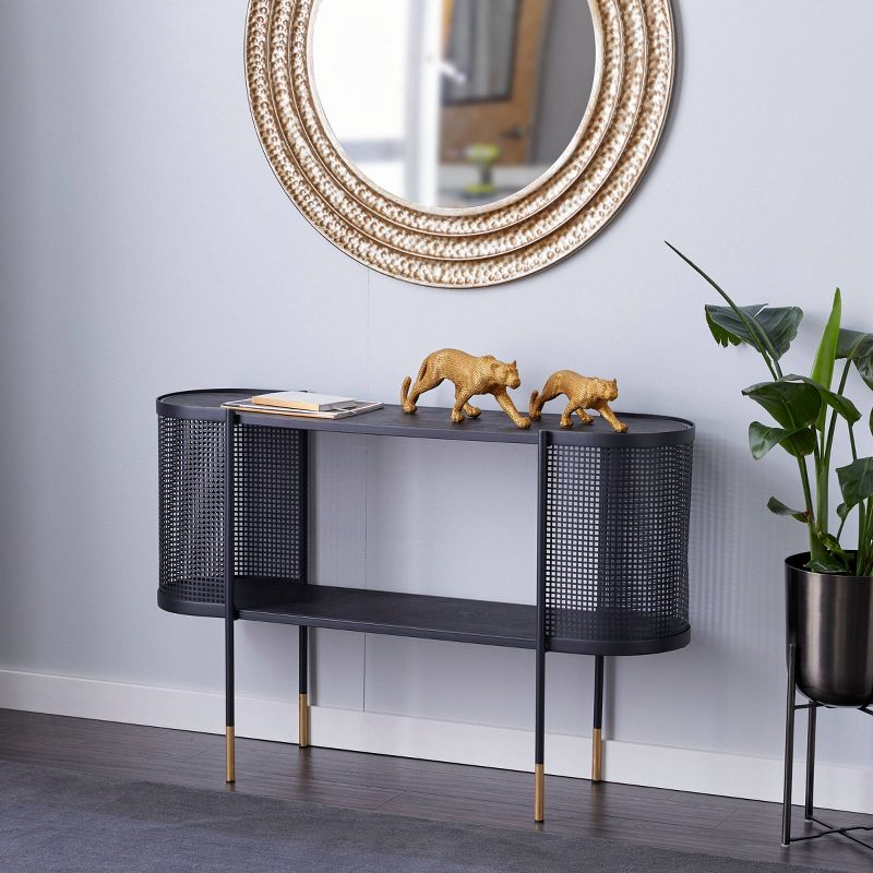 Contemporary Metal Oval Console Table Black - Olivia &#38; May, 3 of 11