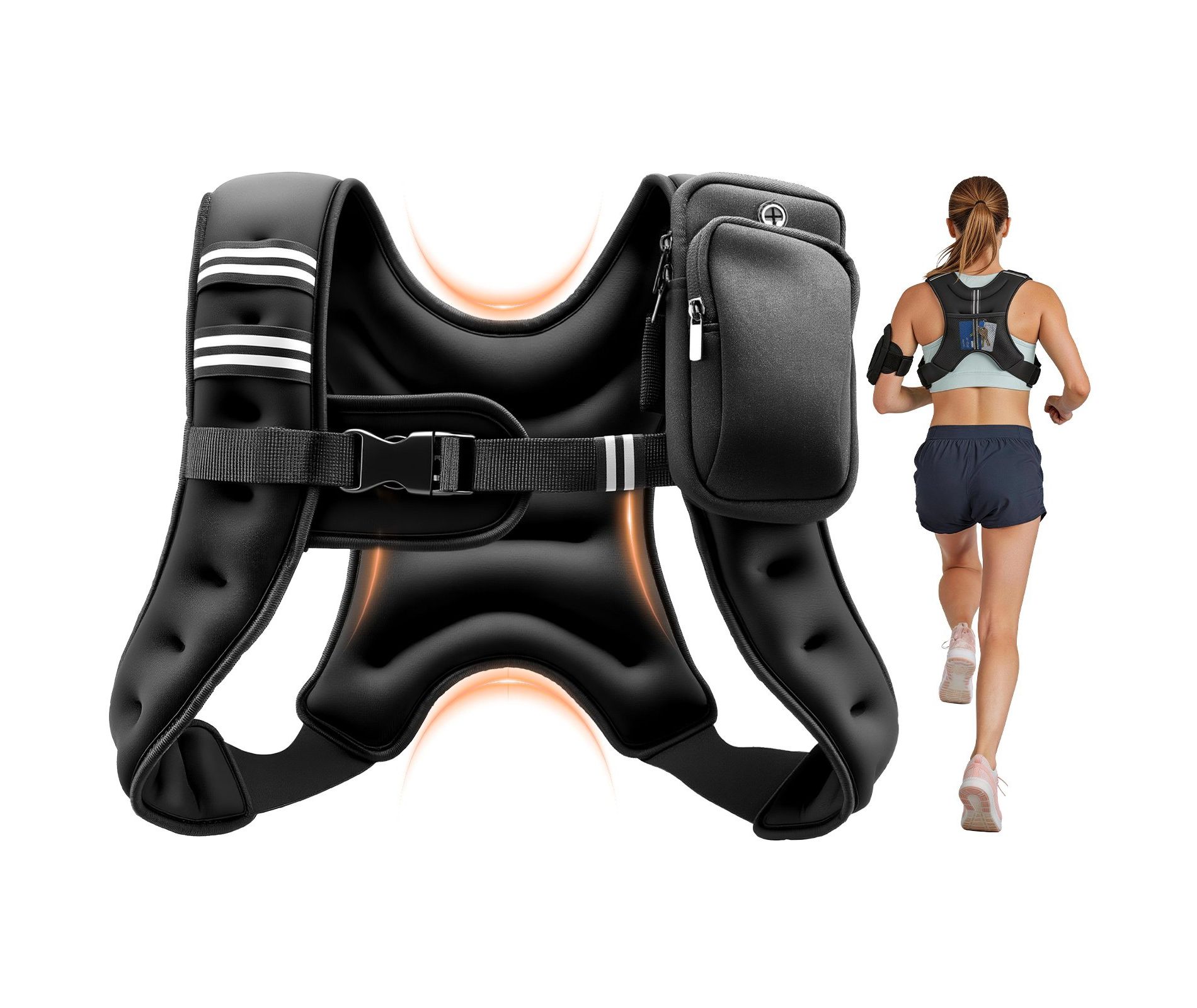 10 lbs Weighted Vest for Women and Men, Neoprene Weight Vest with Adjustable Buckle and Reflective Stripe for Walking and Strength Training, Black