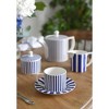 Spode Steccato 9oz Earthenware Teacup & Saucer, Set of 4 - Ornamental Glazed Drinkware with Cobalt Blue Bands & Decorative Design - 4 of 4