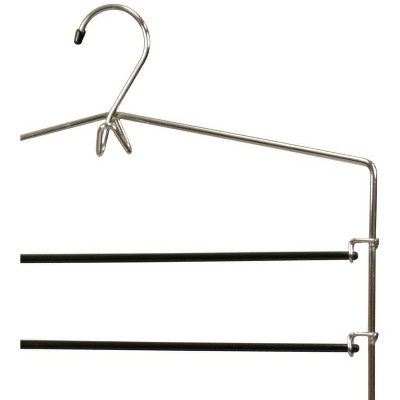 Home Basics 4 Tier Trouser Hanger with Non-Slip PVC Coated Swinging Arms and Built-In Accesory Hook