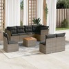vidaXL Patio Sofa Set with Cushions Outdoor Furniture 9 Piece Poly Rattan - Gray - 2 of 4