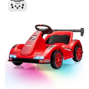 Go Kart for Kids, Electric Ride On Car with 2 Motors, Remote Control, Safety Belt & LED Lights, Toy Race Car with Speed Adjustment - 1 of 4