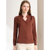 Allegra K Women's Elegant V Neck Work Office Button Up Shirt - 2 of 4