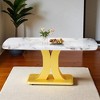 71" Modern Rectangular Dining Table with White Imitation Marble Glass Top and Gold MDF Legs for Kitchen or Living Room - 3 of 4