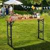 VINGLI 67" Wooden Folding Picnic Table with Umbrella Hole, Adjustable Heights – Ideal for Picnics & BBQs - 2 of 4