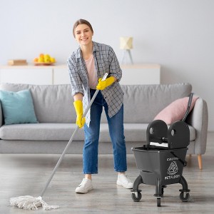 CIPACHO Mop Bucket with Wringer on Wheels for Floor Cleaning 27.5 Quart Down Press Wringer with Handle and Mop Yellow - 1 of 4