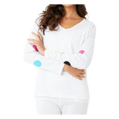 Women's V-Neck Polkadot Detail Sleeve Top - Angel Apparel