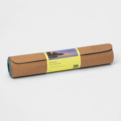 Block & Strap,Hygienic Yoga Mat 5mm Entirely Natural Cork and Rubber not TPE