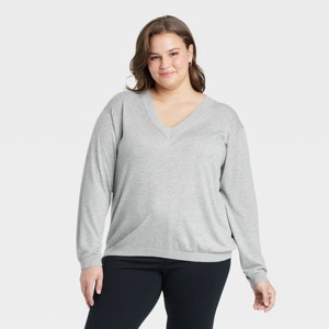 Women's Fine Gauge V-Neck Pullover Sweater - A New Day™ - 1 of 3