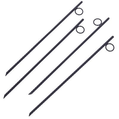 4Pcs Tent Stakes, Garden Stakes With 3/8" Steel, Heavy-duty 1" Loops, Ribbed Exterior, Non-slip Tent Canopy Ground Stakes