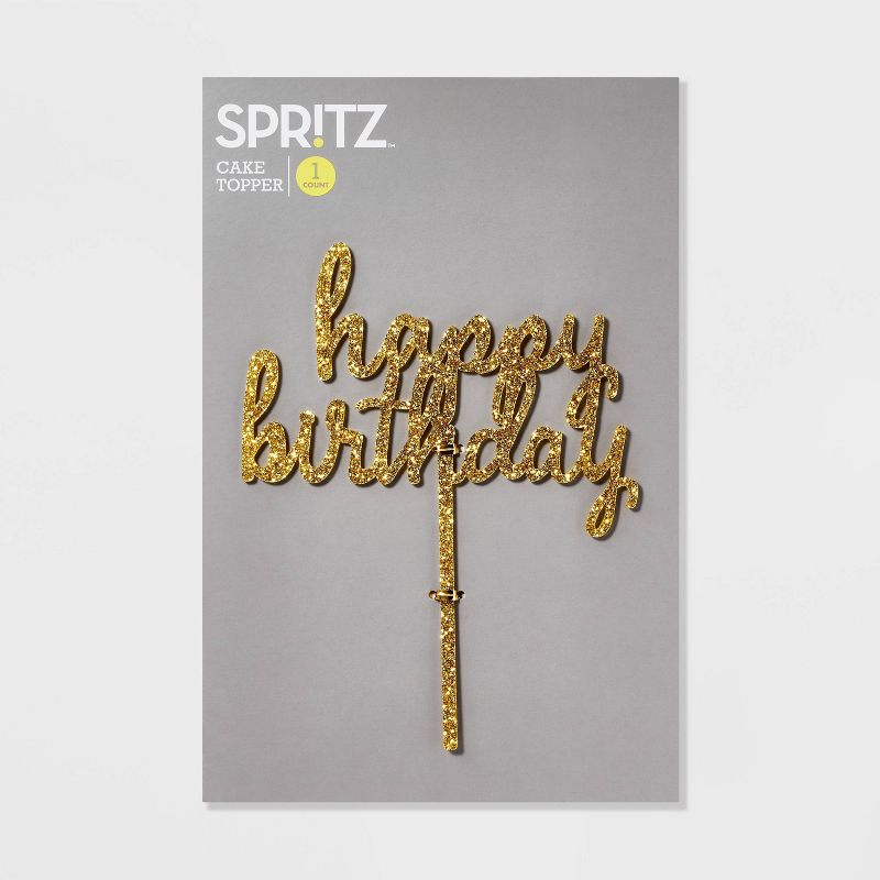 &#34;Happy Birthday&#34; Cake Decor Gold - Spritz&#8482;, 4 of 11