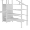 Okak Queen Metal High Loft Bunk Bed with L-shaped Desk & USB Heavy Duty Bedframe with Wardrobe & Adjustable Shelf LED for Adults Teens Kids, Off White - 4 of 4