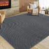 Modern Geometric Wave Area Rug Thick Non-Shedding Stain-Resistant Rug Carpet, 9'x12' Dark Gray: Pet Friendly, Rubber Backing, Bedroom & Living Room - 2 of 4