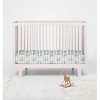 Bacati - Noah Mint Feathers Muslin 100 percent Cotton Universal Baby US Standard Crib or Toddler Bed Fitted Sheet - 4 of 4