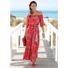 Women's Off Shoulder Printed Maxi Dress - LASCANA - 3 of 4