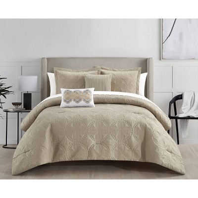 9pc Queen Alina Bed in a Bag Comforter Set Beige - Chic Home Design