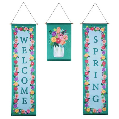 Welcome Spring Floral Door Banner Kit