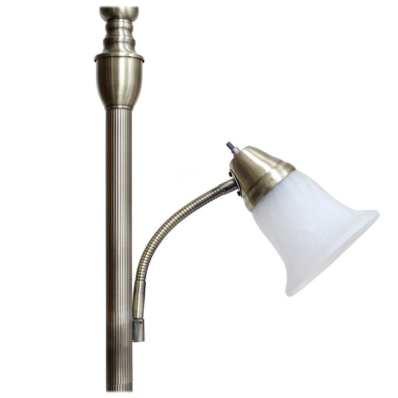 Torchiere Floor Lamp with Reading Light and Marble Glass Shade - Lalia Home, 6 of 8