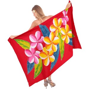 LA LEELA Women's Bikini Beach Wrap Swimwear Cover up Bathing suit Summer Wraps Swimsuit Sarong Skirts Valentines Gifts for Women One Size Red, Floral - 1 of 4