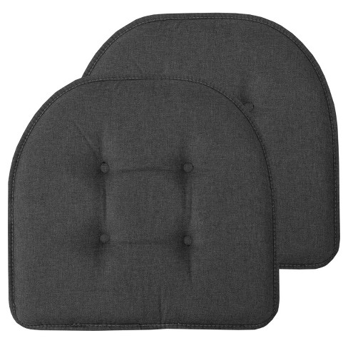 Sweet Home Collection Solid Color U Shaped Memory Foam 17 X 16 Chair  Cushions, Charcoal, 2 Pack : Target