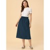 INSPIRE CHIC Women's Casual Elastic Waist Peasant A-Line Midi Skirts with Pockets - 3 of 4