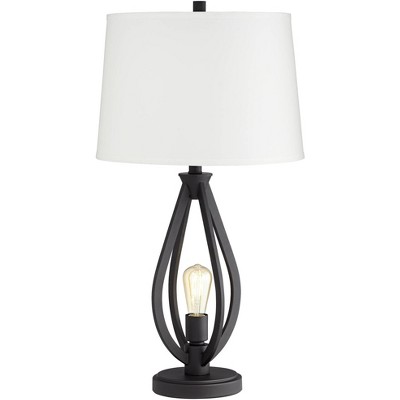 Pacific Coast Lighting Verna 30 1/2" Tall Caged Large Modern Industrial End Table Lamp Night Light Black Metal Single Living Room Bedroom Bedside
