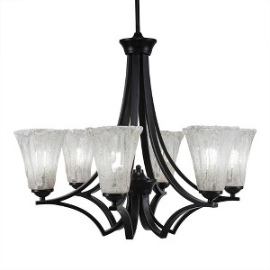 Toltec Lighting Zilo 6 - Light Chandelier in  Matte Black with 5.5" Fluted Italian Ice Shade - 1 of 1