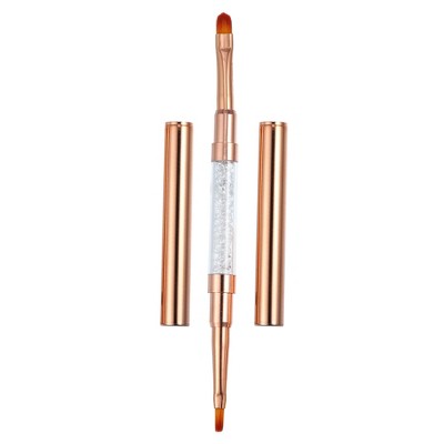 Unique Bargains DIY Manicure Double Ended Nail Art Brush Rose Gold Tone 1 Pc