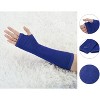 Unique Bargains Women's Tumbhole Elbow Length Knitted Arm Warmers Fingerless Gloves - 2 of 4