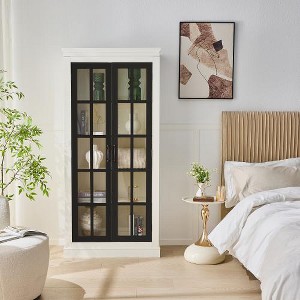 ACEPANO 71.2 in. H Farmhouse Display Decorative Storage Cabinets with Glass Door & Adjustable Shelevs For Hallways, Home & Office-Balck - 1 of 4