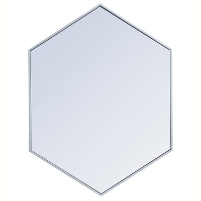 Elegant Lighting Metal frame hexagon mirror 30 inch in silver