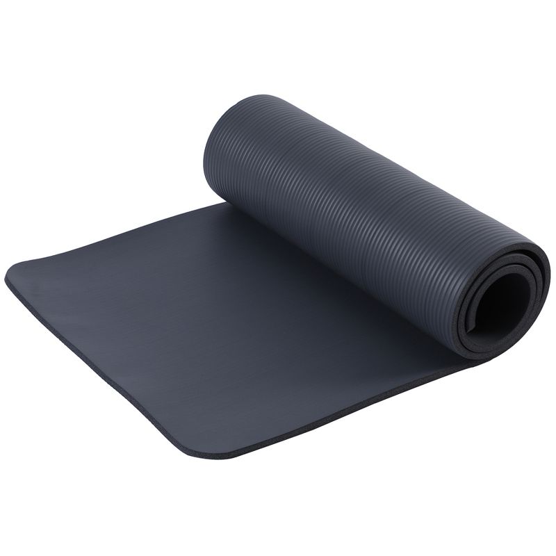 HolaHatha 72 Inch Tall x 24 Inch Wide High Density 0.5 Inch Thick Cushioned Non Slip Home Gym Exercise Yoga Mat Workout Equipment, Black, 2 of 7
