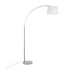LumiSource March Contemporary Floor Lamp in White Marble and Nickel with White Linen Shade: Arc Design, UL Listed, 60W, Modern Style - 3 of 4