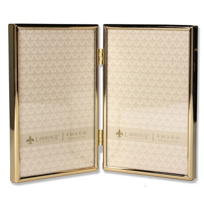 Lawrence Frames 4"W x 6"H Hinged Double Simply Gold Metal Picture Frame 670046D