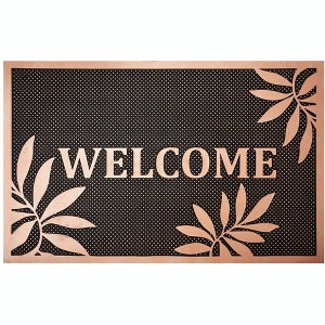 J&V TEXTILES Original Durable Rubber Door Mat, 18x28, Heavy Duty Doormat, Indoor Outdoor, Waterproof, Easy Clean, Low-Profile Mats for Entry, Garage - 1 of 2