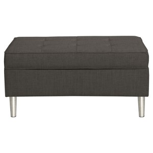 Mason Button Tufted Storage Bench - Slate Linen - Skyline Furniture, Grey Linen