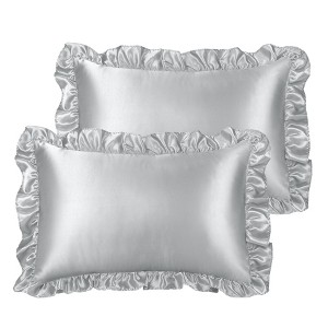 PiccoCasa Satin Retro Luxury Silky with Ruffle Envelope Closure Pillowcases 2 Pcs - 1 of 4