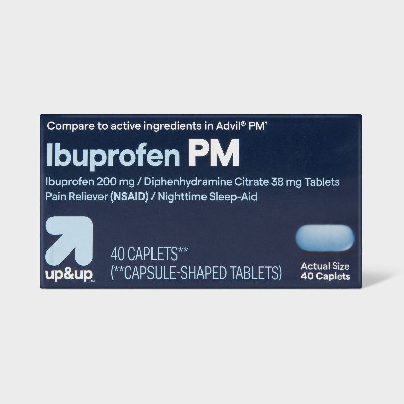 Ibuprofen (NSAID) PM Extra Strength Pain Reliever/Nighttime Sleep-Aid Caplets - up & up™, 1 of 8