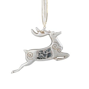 Roman Reindeer Mosaic Style Christmas Ornament  - 4.75" - Silver - 1 of 4