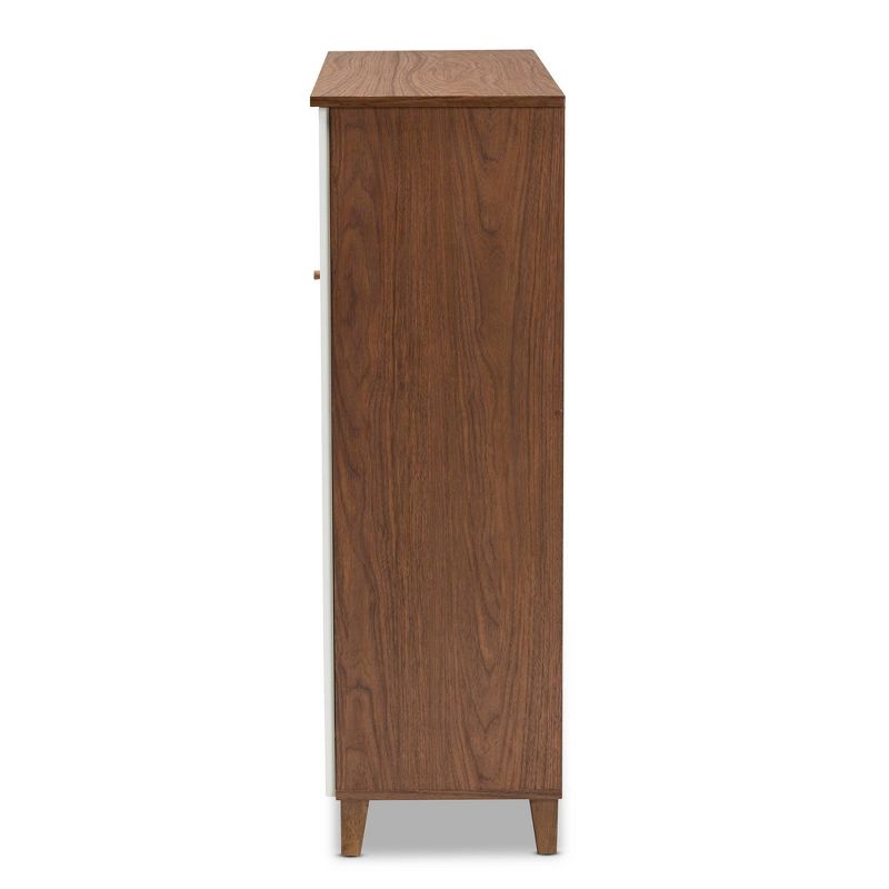 Coolidge 11 Shelf Wood Shoe Cabinet with Drawer White/Walnut - Baxton Studio, 5 of 11