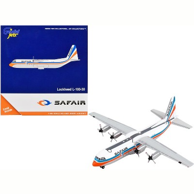 Lockheed L-100-30 Commercial Aircraft "Safair" White with Blue and Orange Stripes 1/400 Diecast Model Airplane by GeminiJets