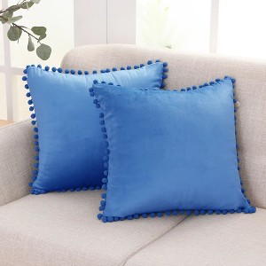 Deconovo Velvet Pom-Pom Throw Pillow Covers 2-Pack, Multiple Sizes - 1 of 4