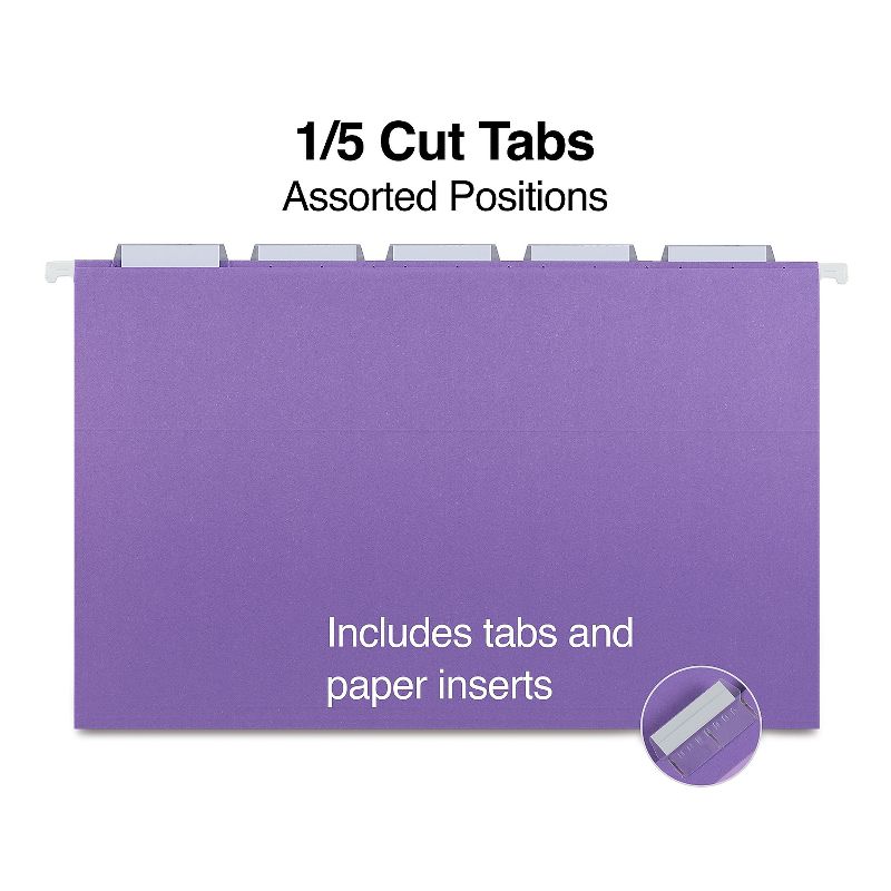 MyOfficeInnovations Hanging File Folders 5-Tab Legal Size Assorted Colors 25/BX 345001, 3 of 6