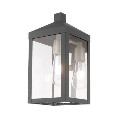 Scandinavian Gray Clear Glass Outdoor Wall Lantern