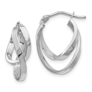 Black Bow Jewelry 14k White Gold Double Freeform Hoop Earrings, 17mm (5/8 Inch) - 1 of 4