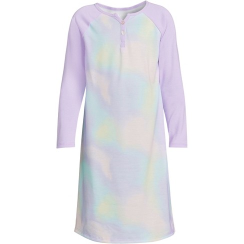 Lands' End Girls Long Sleeve Jersey Nightgown - 10 - Pastel Tie Dye : Target