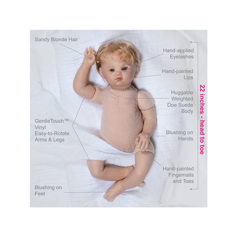 Paradise Galleries Realistic Reborn Caucasian Girl Doll, Jan Wright Designer's Doll Collections, 22" Adorable Baby Doll Gift  - Swan Princess, 5 of 10